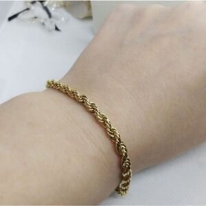 Plus size 14k stamped Rope gold Bonded bracelet unisex 10.5 inch chain